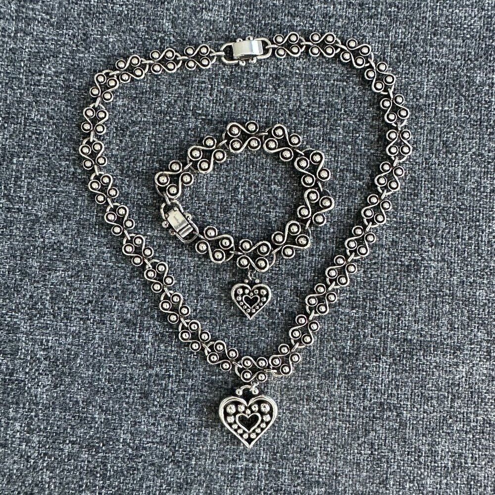 Brighton Black & Silver Chain Heart Necklace